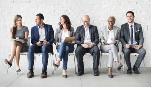 job candidates waiting for interview